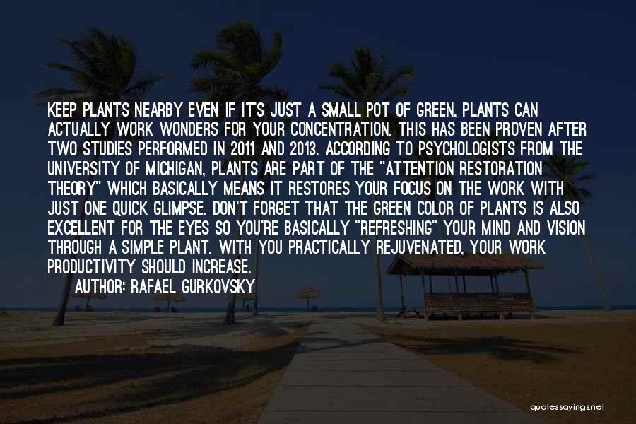 Rafael Gurkovsky Quotes: Keep Plants Nearby Even If It's Just A Small Pot Of Green, Plants Can Actually Work Wonders For Your Concentration.