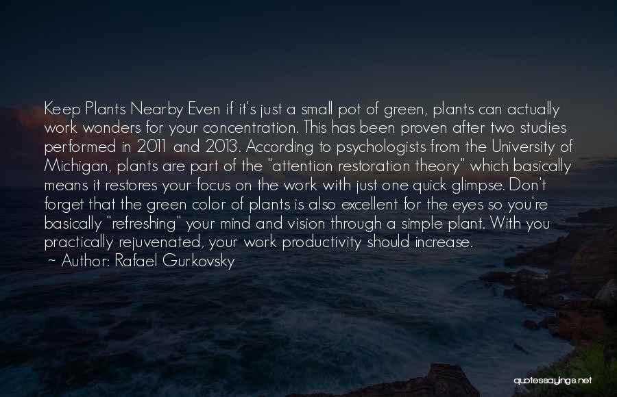 Rafael Gurkovsky Quotes: Keep Plants Nearby Even If It's Just A Small Pot Of Green, Plants Can Actually Work Wonders For Your Concentration.