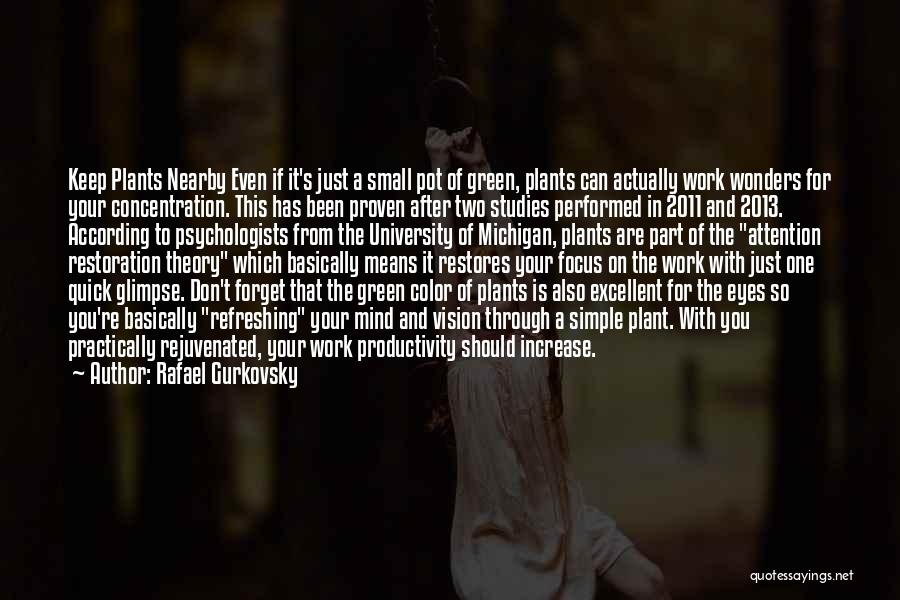 Rafael Gurkovsky Quotes: Keep Plants Nearby Even If It's Just A Small Pot Of Green, Plants Can Actually Work Wonders For Your Concentration.