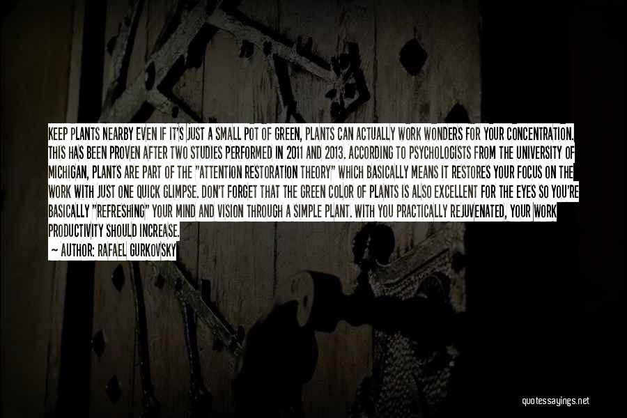 Rafael Gurkovsky Quotes: Keep Plants Nearby Even If It's Just A Small Pot Of Green, Plants Can Actually Work Wonders For Your Concentration.