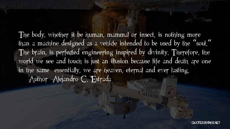 Alejandro C. Estrada Quotes: The Body, Whether It Be Human, Mammal Or Insect, Is Nothing More Than A Machine Designed As A Vehicle Intended