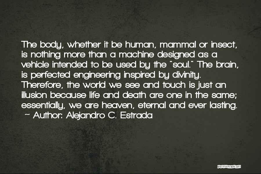 Alejandro C. Estrada Quotes: The Body, Whether It Be Human, Mammal Or Insect, Is Nothing More Than A Machine Designed As A Vehicle Intended