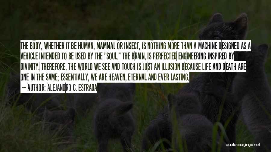 Alejandro C. Estrada Quotes: The Body, Whether It Be Human, Mammal Or Insect, Is Nothing More Than A Machine Designed As A Vehicle Intended