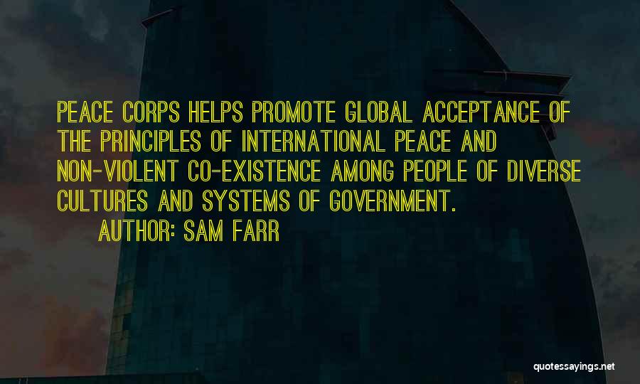 Sam Farr Quotes: Peace Corps Helps Promote Global Acceptance Of The Principles Of International Peace And Non-violent Co-existence Among People Of Diverse Cultures