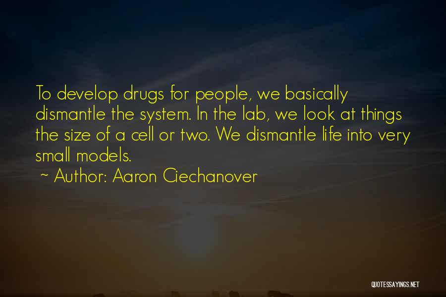 Aaron Ciechanover Quotes: To Develop Drugs For People, We Basically Dismantle The System. In The Lab, We Look At Things The Size Of