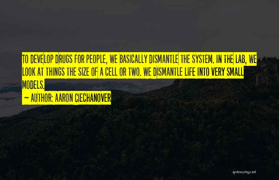 Aaron Ciechanover Quotes: To Develop Drugs For People, We Basically Dismantle The System. In The Lab, We Look At Things The Size Of