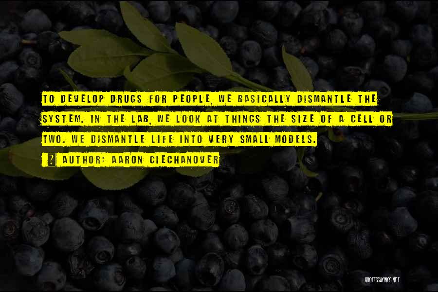 Aaron Ciechanover Quotes: To Develop Drugs For People, We Basically Dismantle The System. In The Lab, We Look At Things The Size Of