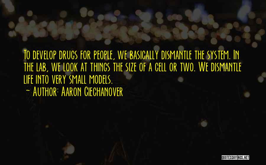 Aaron Ciechanover Quotes: To Develop Drugs For People, We Basically Dismantle The System. In The Lab, We Look At Things The Size Of