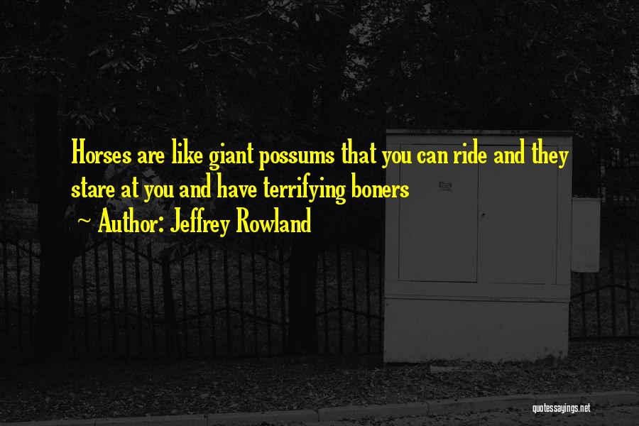 Jeffrey Rowland Quotes: Horses Are Like Giant Possums That You Can Ride And They Stare At You And Have Terrifying Boners