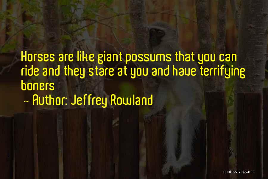 Jeffrey Rowland Quotes: Horses Are Like Giant Possums That You Can Ride And They Stare At You And Have Terrifying Boners
