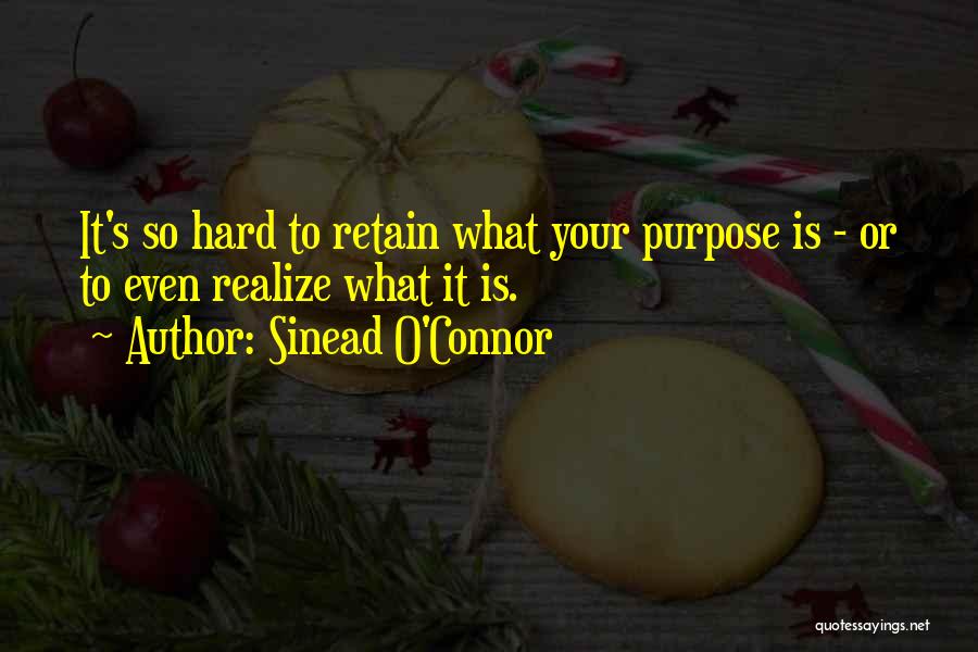 Sinead O'Connor Quotes: It's So Hard To Retain What Your Purpose Is - Or To Even Realize What It Is.