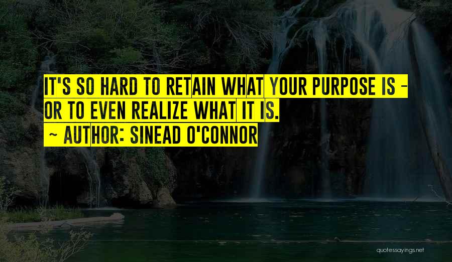 Sinead O'Connor Quotes: It's So Hard To Retain What Your Purpose Is - Or To Even Realize What It Is.