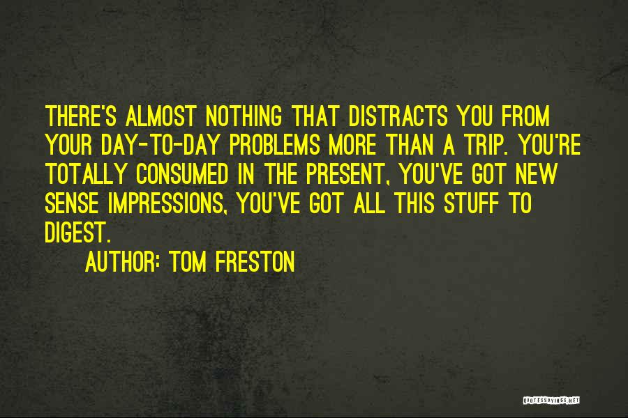 Tom Freston Quotes: There's Almost Nothing That Distracts You From Your Day-to-day Problems More Than A Trip. You're Totally Consumed In The Present,