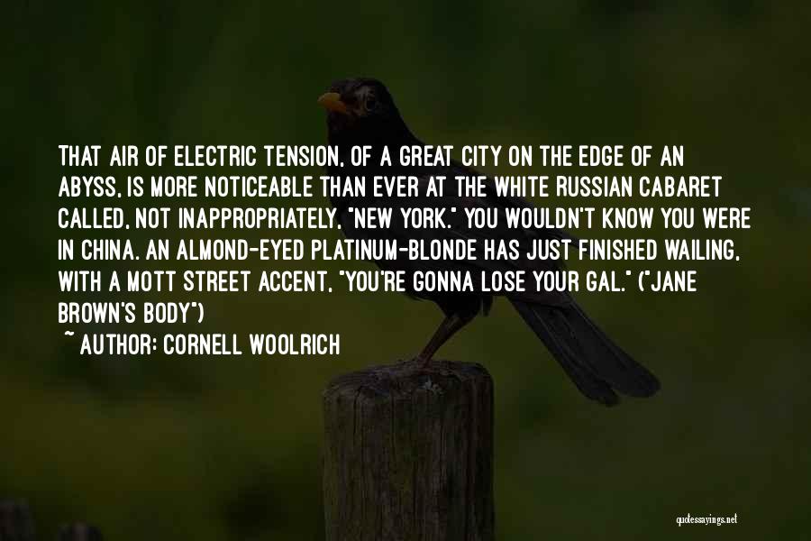 Cornell Woolrich Quotes: That Air Of Electric Tension, Of A Great City On The Edge Of An Abyss, Is More Noticeable Than Ever