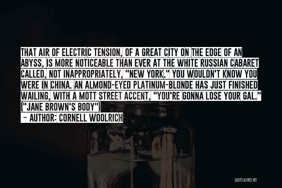 Cornell Woolrich Quotes: That Air Of Electric Tension, Of A Great City On The Edge Of An Abyss, Is More Noticeable Than Ever