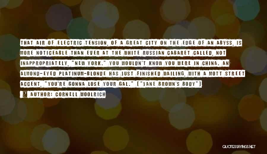 Cornell Woolrich Quotes: That Air Of Electric Tension, Of A Great City On The Edge Of An Abyss, Is More Noticeable Than Ever