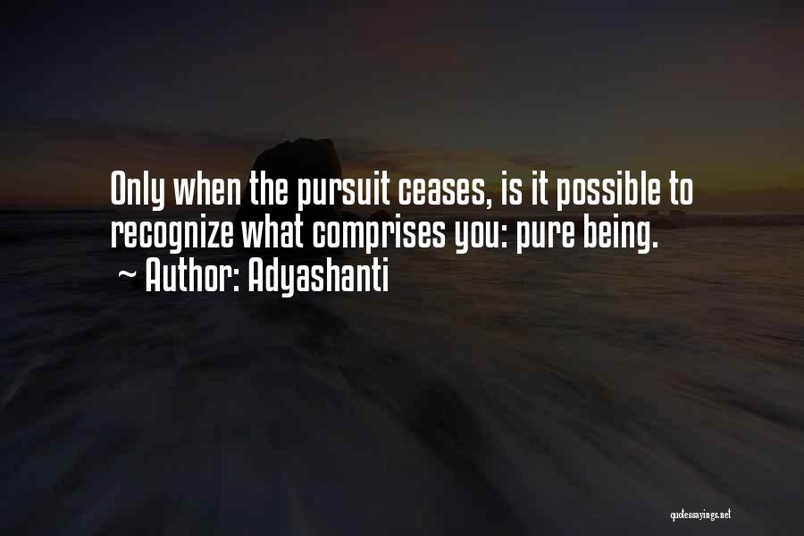 Adyashanti Quotes: Only When The Pursuit Ceases, Is It Possible To Recognize What Comprises You: Pure Being.