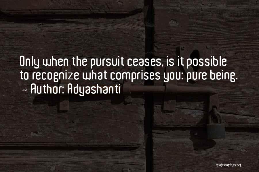 Adyashanti Quotes: Only When The Pursuit Ceases, Is It Possible To Recognize What Comprises You: Pure Being.