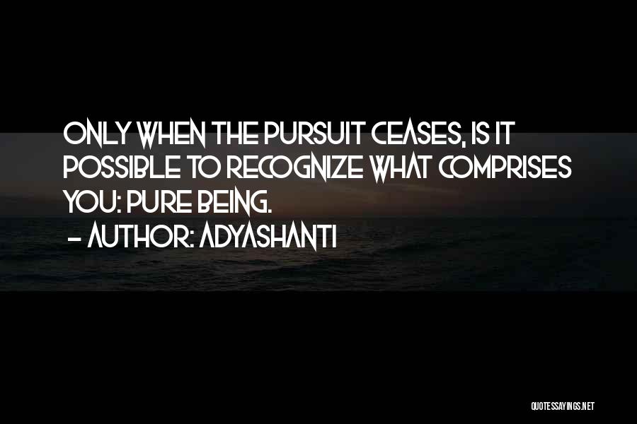 Adyashanti Quotes: Only When The Pursuit Ceases, Is It Possible To Recognize What Comprises You: Pure Being.