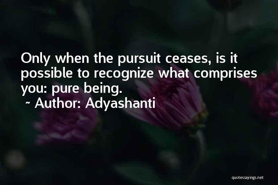 Adyashanti Quotes: Only When The Pursuit Ceases, Is It Possible To Recognize What Comprises You: Pure Being.