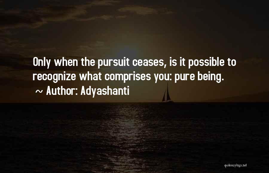 Adyashanti Quotes: Only When The Pursuit Ceases, Is It Possible To Recognize What Comprises You: Pure Being.