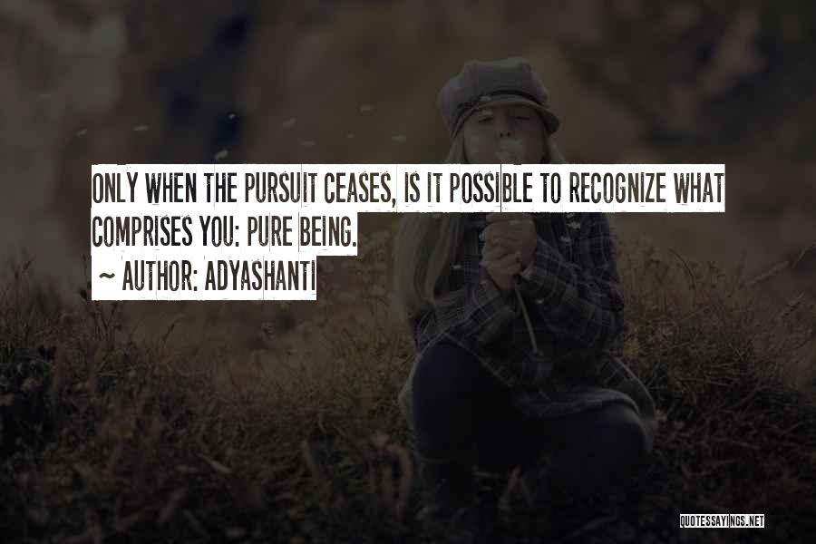Adyashanti Quotes: Only When The Pursuit Ceases, Is It Possible To Recognize What Comprises You: Pure Being.
