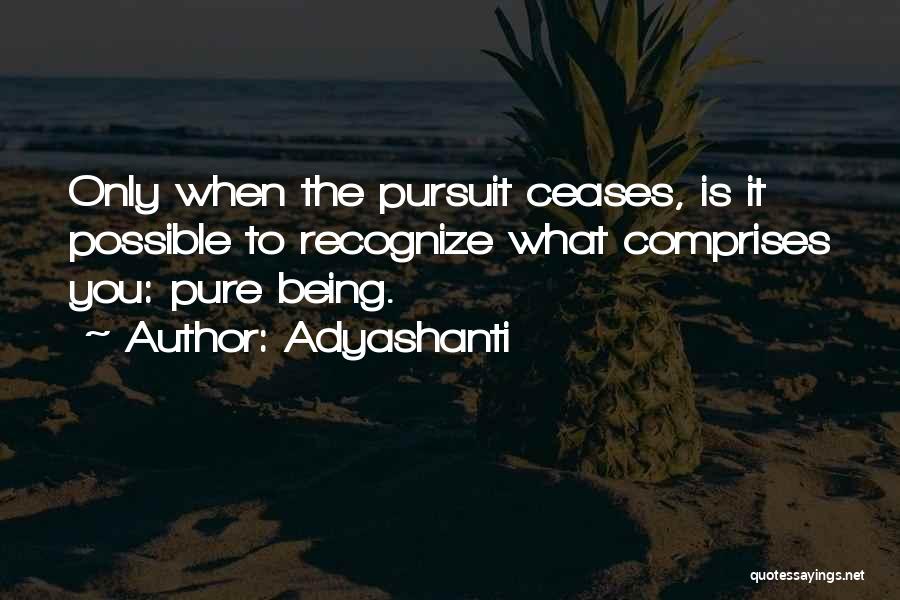 Adyashanti Quotes: Only When The Pursuit Ceases, Is It Possible To Recognize What Comprises You: Pure Being.