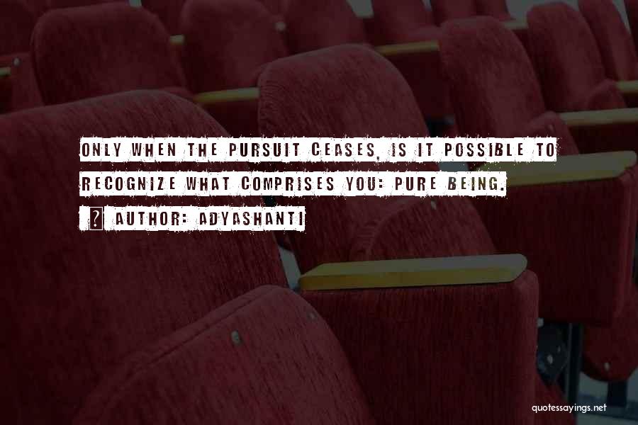 Adyashanti Quotes: Only When The Pursuit Ceases, Is It Possible To Recognize What Comprises You: Pure Being.