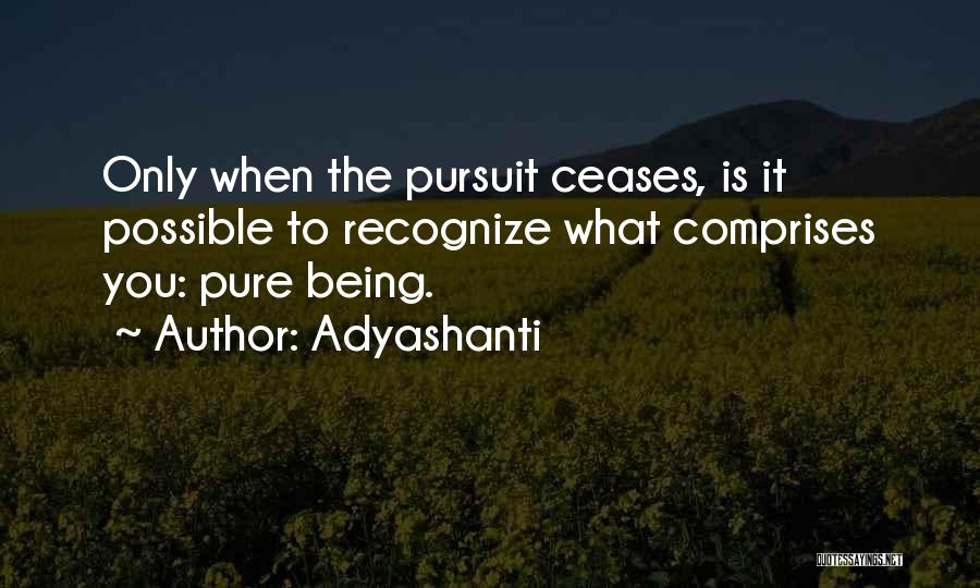Adyashanti Quotes: Only When The Pursuit Ceases, Is It Possible To Recognize What Comprises You: Pure Being.
