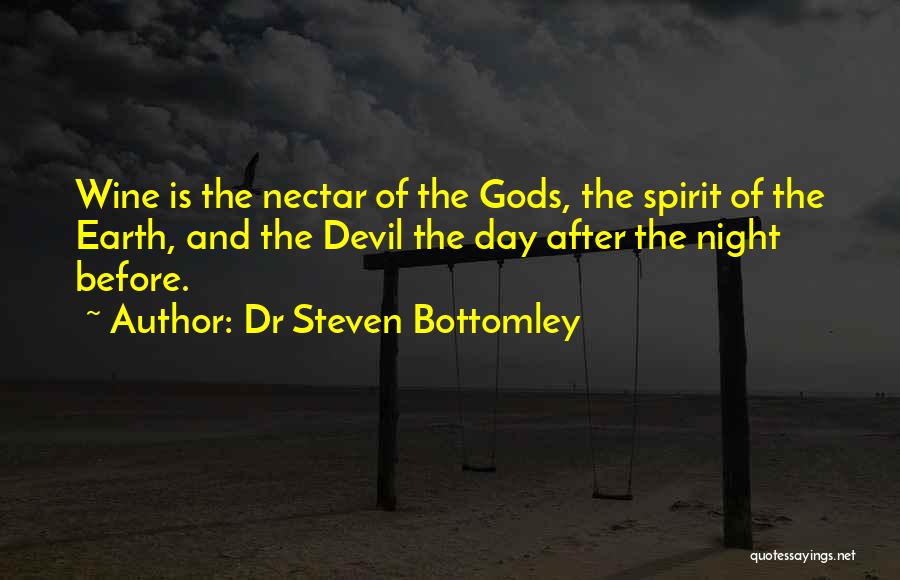 Dr Steven Bottomley Quotes: Wine Is The Nectar Of The Gods, The Spirit Of The Earth, And The Devil The Day After The Night