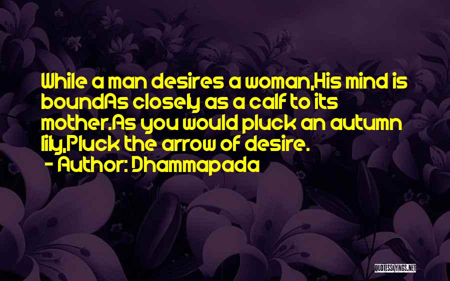 Dhammapada Quotes: While A Man Desires A Woman,his Mind Is Boundas Closely As A Calf To Its Mother.as You Would Pluck An