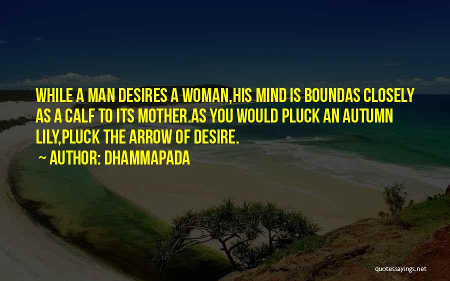 Dhammapada Quotes: While A Man Desires A Woman,his Mind Is Boundas Closely As A Calf To Its Mother.as You Would Pluck An