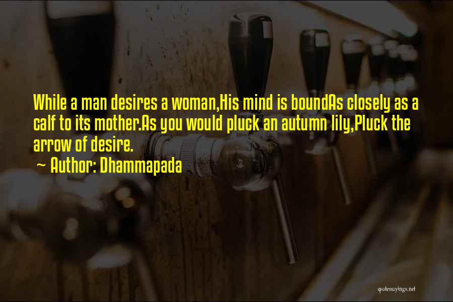 Dhammapada Quotes: While A Man Desires A Woman,his Mind Is Boundas Closely As A Calf To Its Mother.as You Would Pluck An