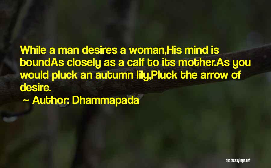 Dhammapada Quotes: While A Man Desires A Woman,his Mind Is Boundas Closely As A Calf To Its Mother.as You Would Pluck An