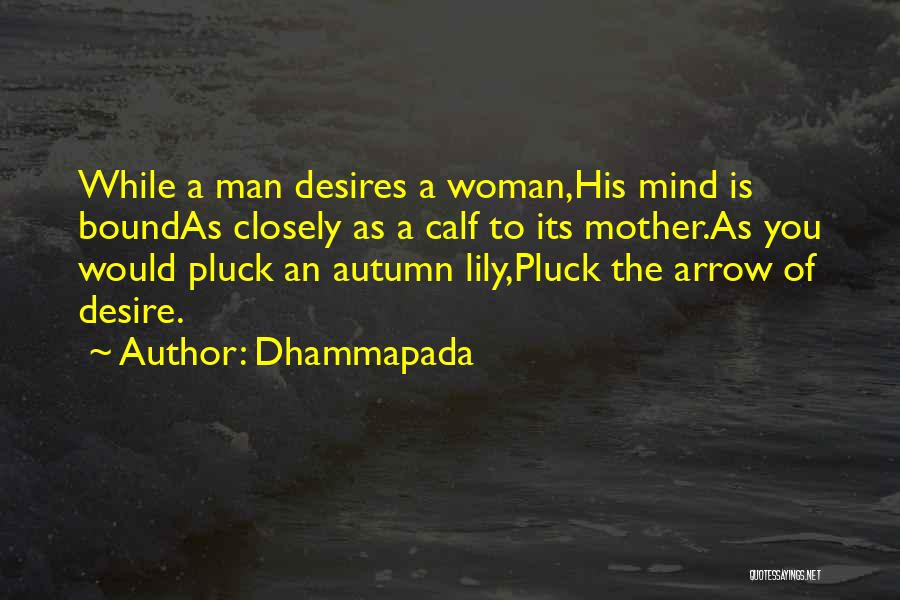 Dhammapada Quotes: While A Man Desires A Woman,his Mind Is Boundas Closely As A Calf To Its Mother.as You Would Pluck An