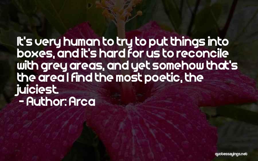 Arca Quotes: It's Very Human To Try To Put Things Into Boxes, And It's Hard For Us To Reconcile With Grey Areas,