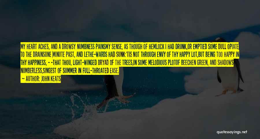 John Keats Quotes: My Heart Aches, And A Drowsy Numbness Painsmy Sense, As Though Of Hemlock I Had Drunk,or Emptied Some Dull Opiate