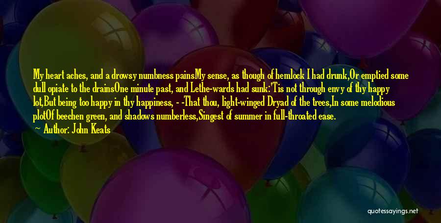 John Keats Quotes: My Heart Aches, And A Drowsy Numbness Painsmy Sense, As Though Of Hemlock I Had Drunk,or Emptied Some Dull Opiate