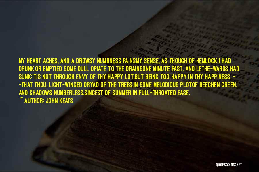 John Keats Quotes: My Heart Aches, And A Drowsy Numbness Painsmy Sense, As Though Of Hemlock I Had Drunk,or Emptied Some Dull Opiate