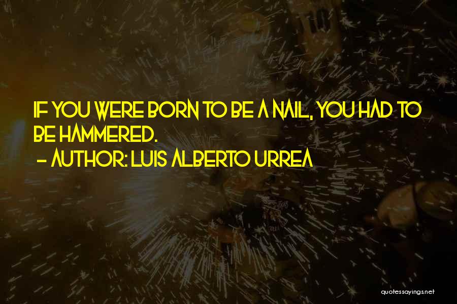 Luis Alberto Urrea Quotes: If You Were Born To Be A Nail, You Had To Be Hammered.