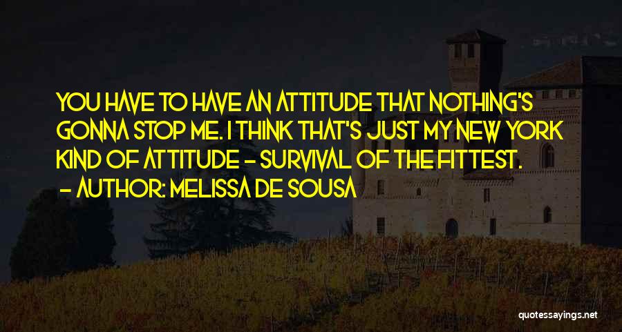 Melissa De Sousa Quotes: You Have To Have An Attitude That Nothing's Gonna Stop Me. I Think That's Just My New York Kind Of