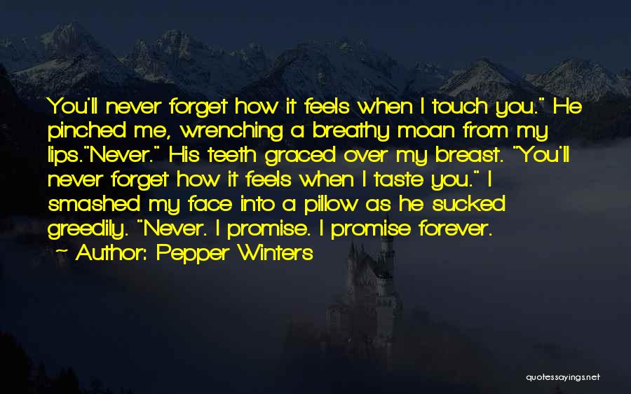 Pepper Winters Quotes: You'll Never Forget How It Feels When I Touch You. He Pinched Me, Wrenching A Breathy Moan From My Lips.never.