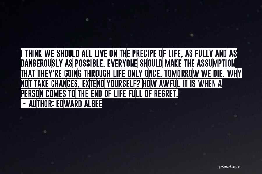Edward Albee Quotes: I Think We Should All Live On The Precipe Of Life, As Fully And As Dangerously As Possible. Everyone Should