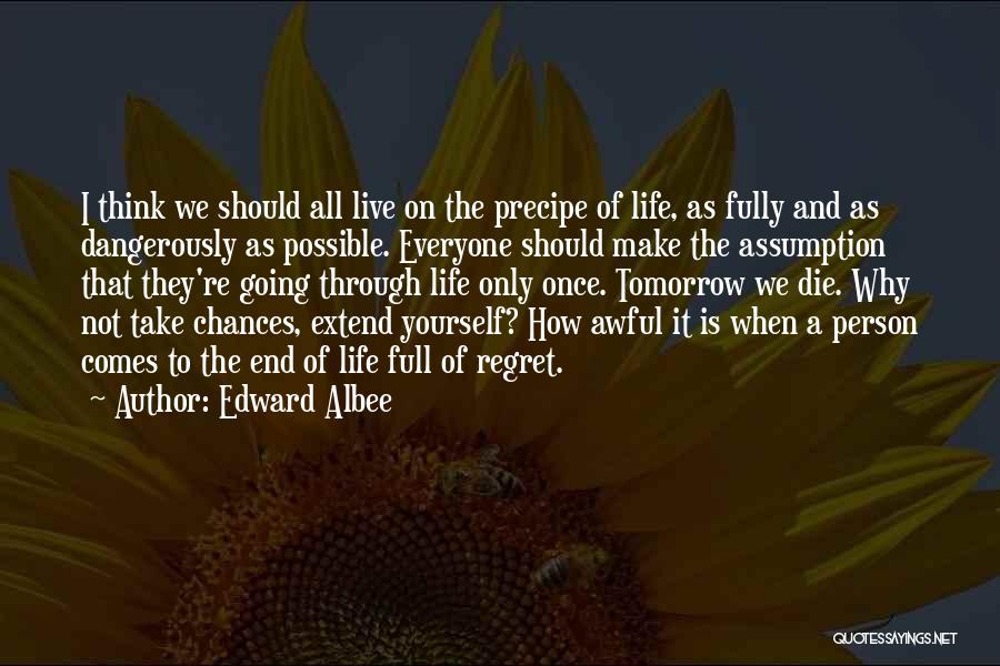 Edward Albee Quotes: I Think We Should All Live On The Precipe Of Life, As Fully And As Dangerously As Possible. Everyone Should