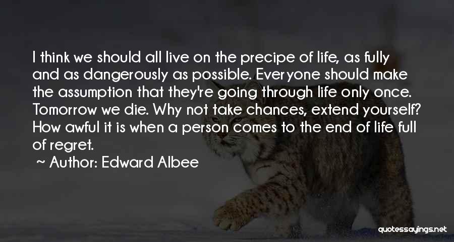 Edward Albee Quotes: I Think We Should All Live On The Precipe Of Life, As Fully And As Dangerously As Possible. Everyone Should