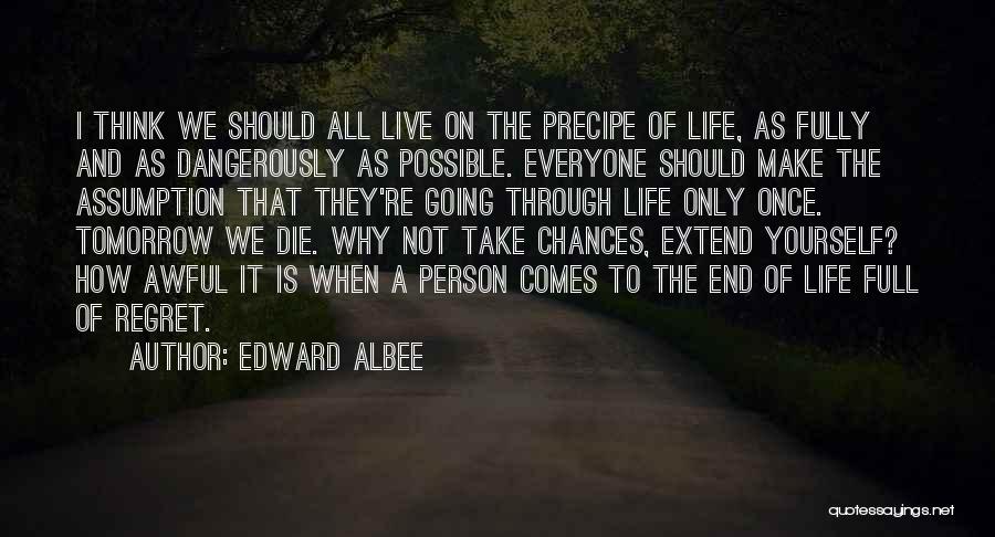 Edward Albee Quotes: I Think We Should All Live On The Precipe Of Life, As Fully And As Dangerously As Possible. Everyone Should