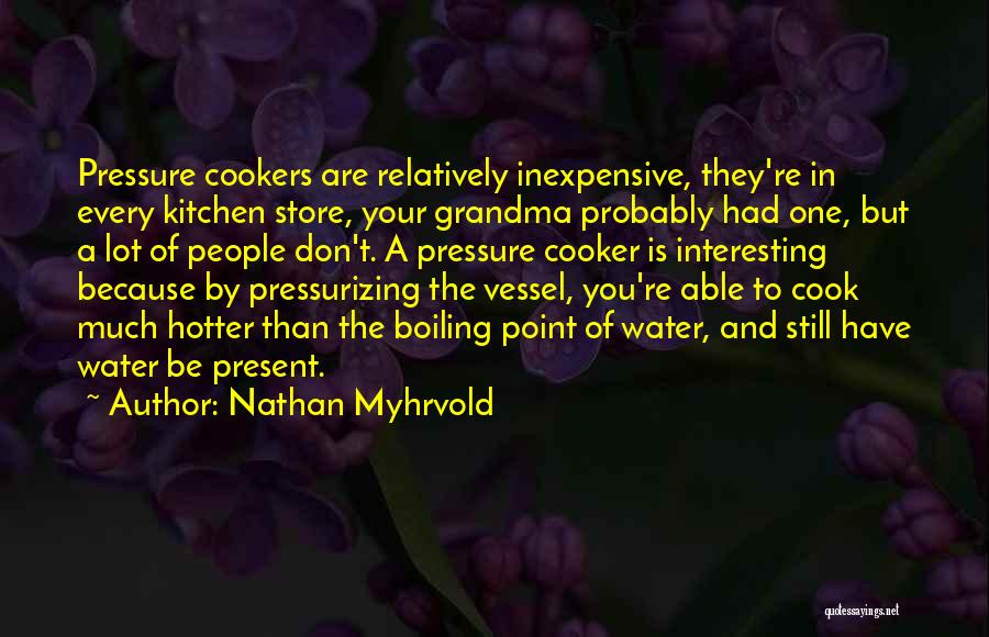 Nathan Myhrvold Quotes: Pressure Cookers Are Relatively Inexpensive, They're In Every Kitchen Store, Your Grandma Probably Had One, But A Lot Of People