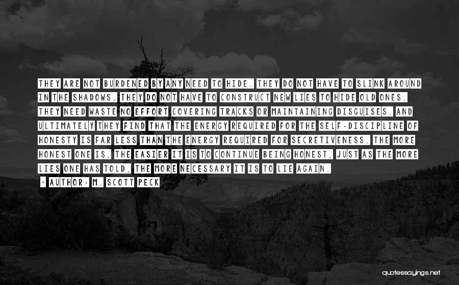 M. Scott Peck Quotes: They Are Not Burdened By Any Need To Hide. They Do Not Have To Slink Around In The Shadows. They