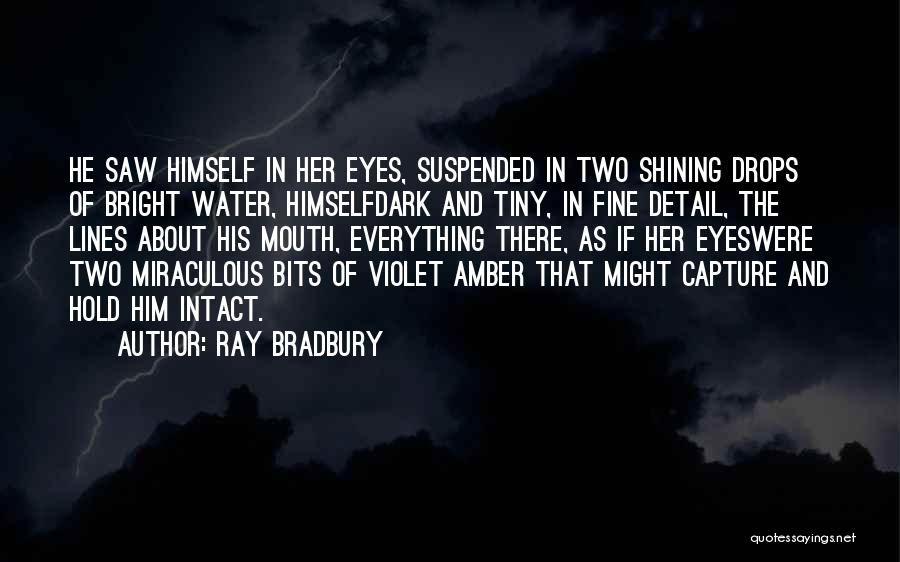 Ray Bradbury Quotes: He Saw Himself In Her Eyes, Suspended In Two Shining Drops Of Bright Water, Himselfdark And Tiny, In Fine Detail,