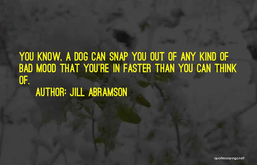 Jill Abramson Quotes: You Know, A Dog Can Snap You Out Of Any Kind Of Bad Mood That You're In Faster Than You